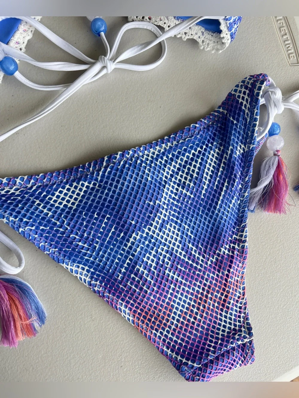 Isabella Rose mesh tassels sliding triangles bikini set size M